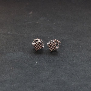 Men's Black CZ Pattern Draped Stud Earrings